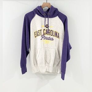 J. America ‘East Carolina Pirates’ Hooded Sweatshirt Purple & Gray Size Medium
